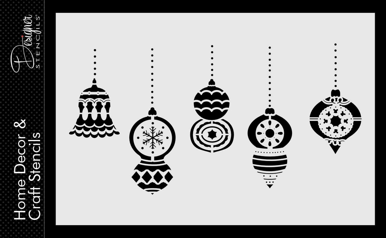 Vintage Ornaments Window Stencil | DIY Holiday Window | Halloween Store Front | Designer Stencils |